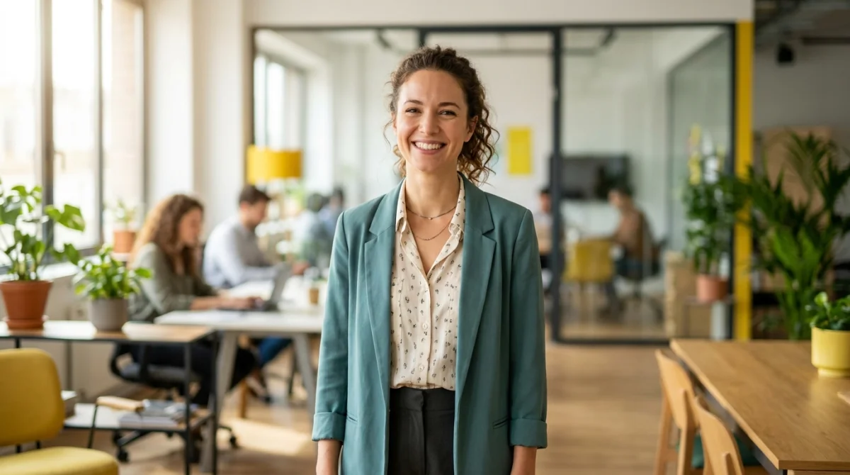 Personne souriante découvrant de nouvelles opportunités professionnelles, métier en g