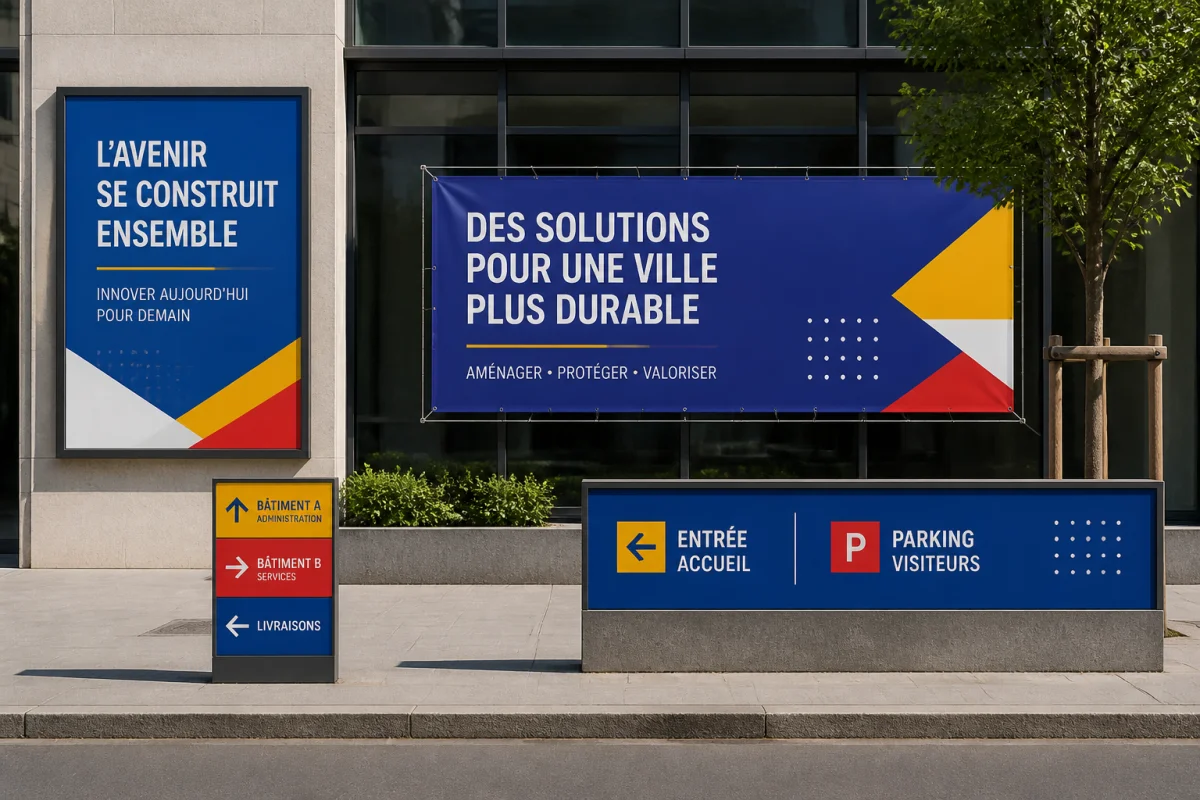Formats d’impression les plus courants : affiche, panneau, bâche et adhésif de signalétique en espace urbain